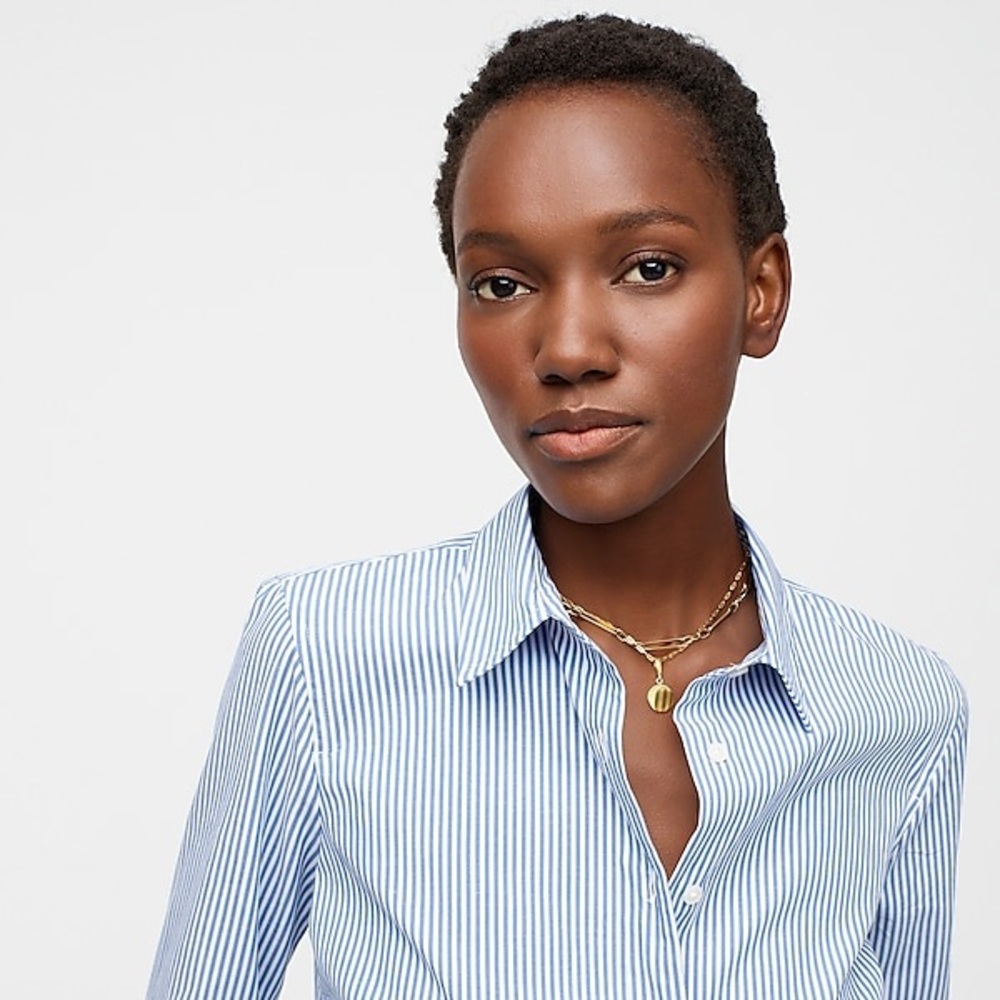J.Crew Slim Stretch Perfect Shirt Blue Pinstripe - Picture 5 of 9